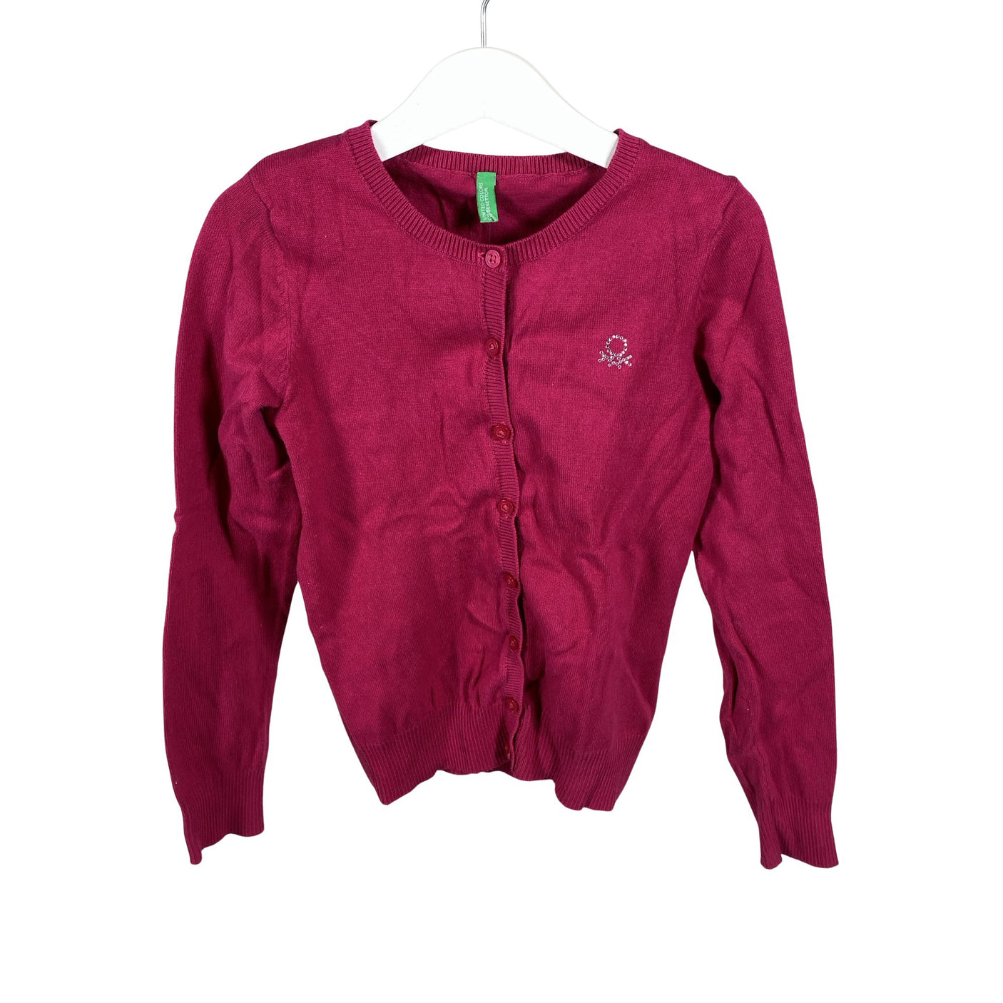 Tyttöjen Benetton - Neuletakki, koko 128 - 134 - Pinkki (1)