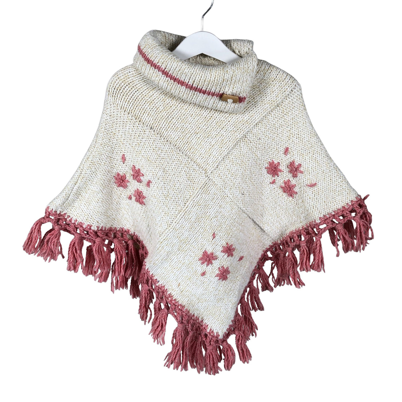 Tyttöjen Handmade - Poncho, koko 134 - 140 - Luonnonvalkoinen (1)