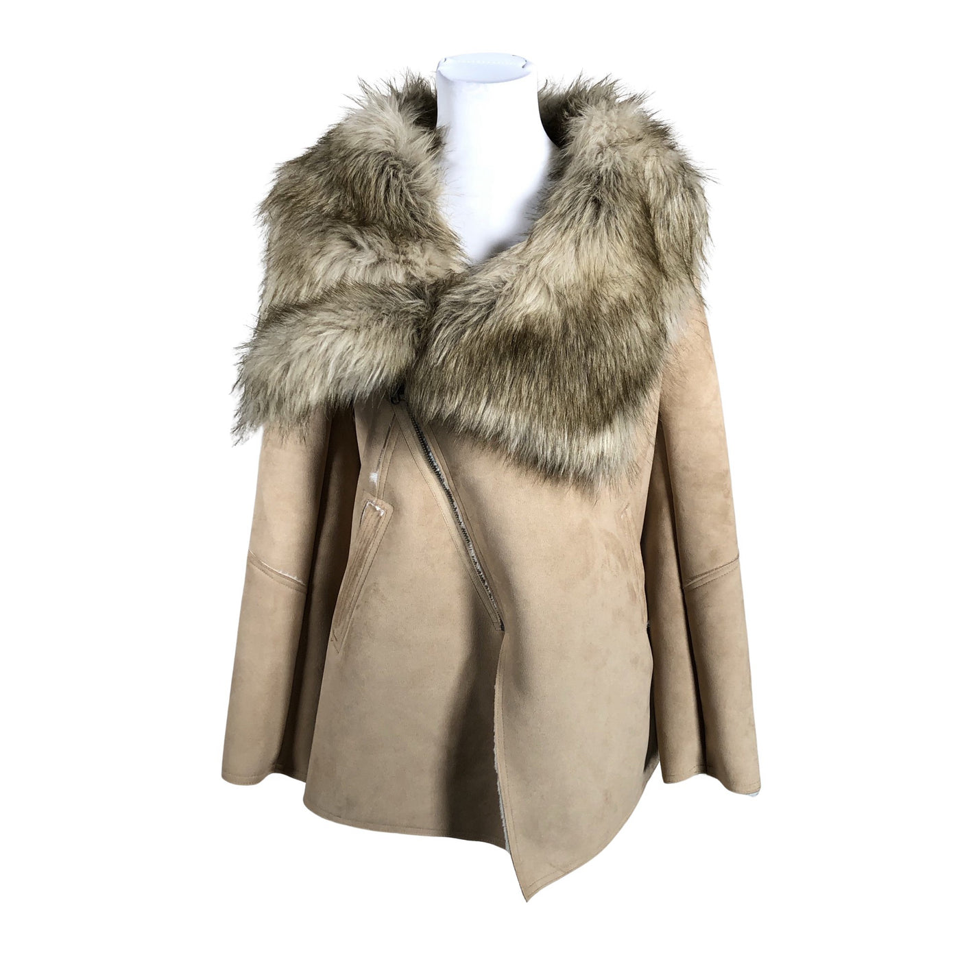 Naisten Benetton - Nahkatakki, koko 40 - Beige (1)