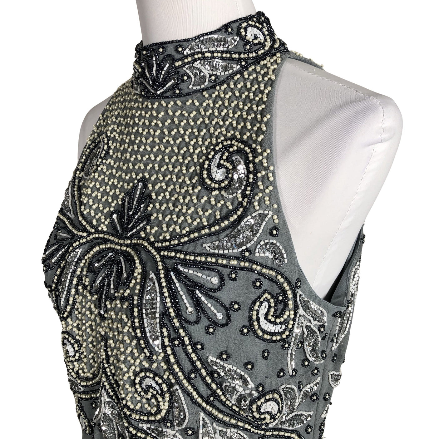 Naisten Lace & Beads - Juhlamekko, koko 40 - Harmaa (2)
