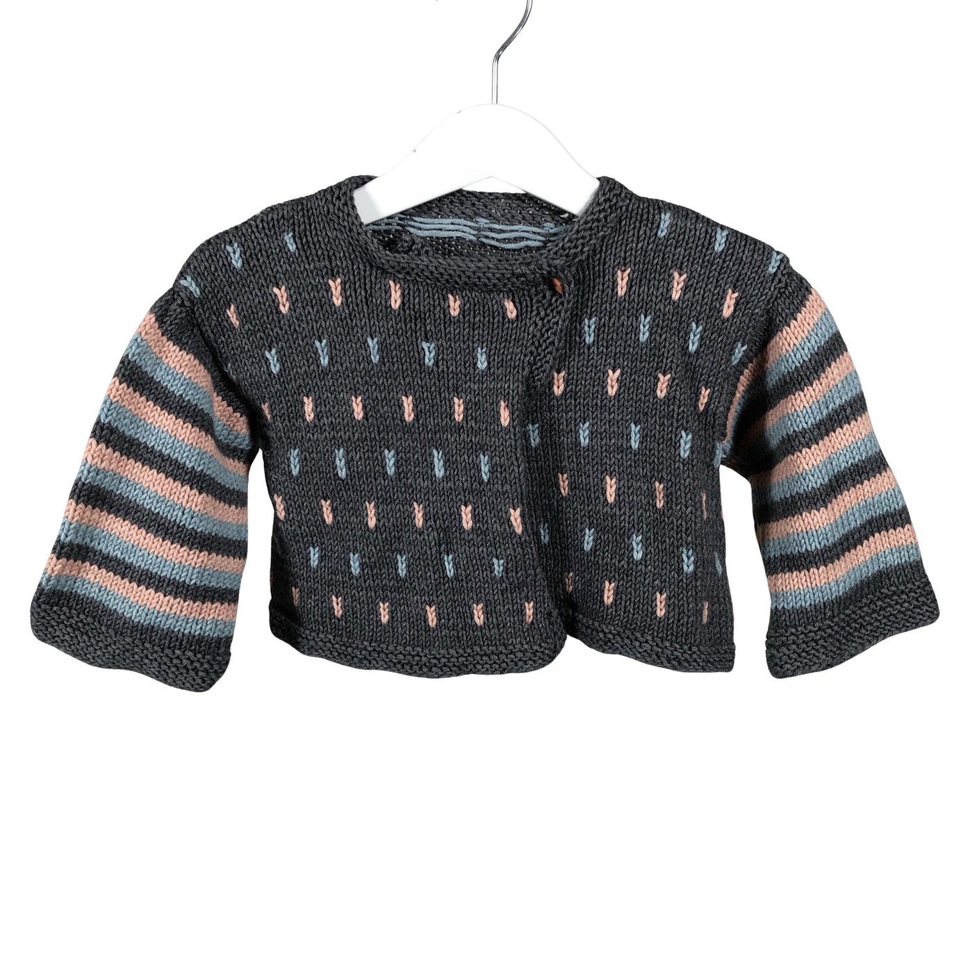 Tyttöjen Handmade - Neuletakki, koko 104 - 110 - Harmaa (1)