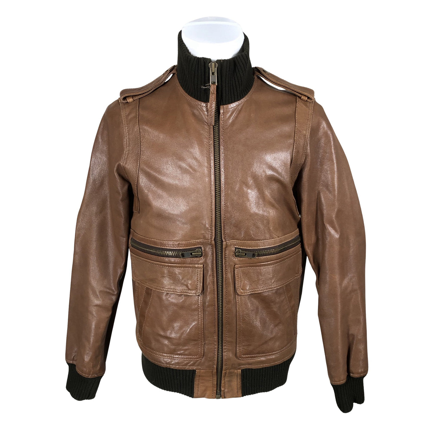 Miesten Jack & Jones - Nahkatakki, koko L - Ruskea (1)