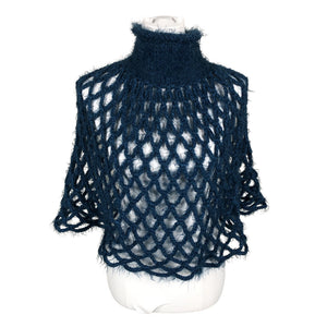 Naisten Handmade - Poncho, koko 38 - Sininen (1)