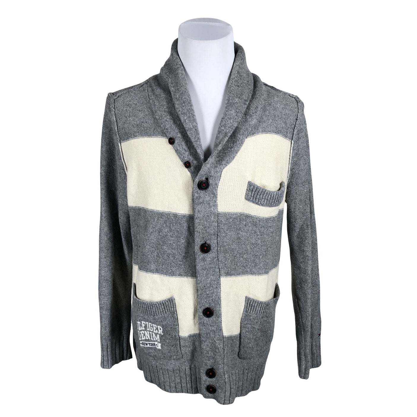 Miesten Tommy Hilfiger - Neuletakki, koko L - Harmaa (1)