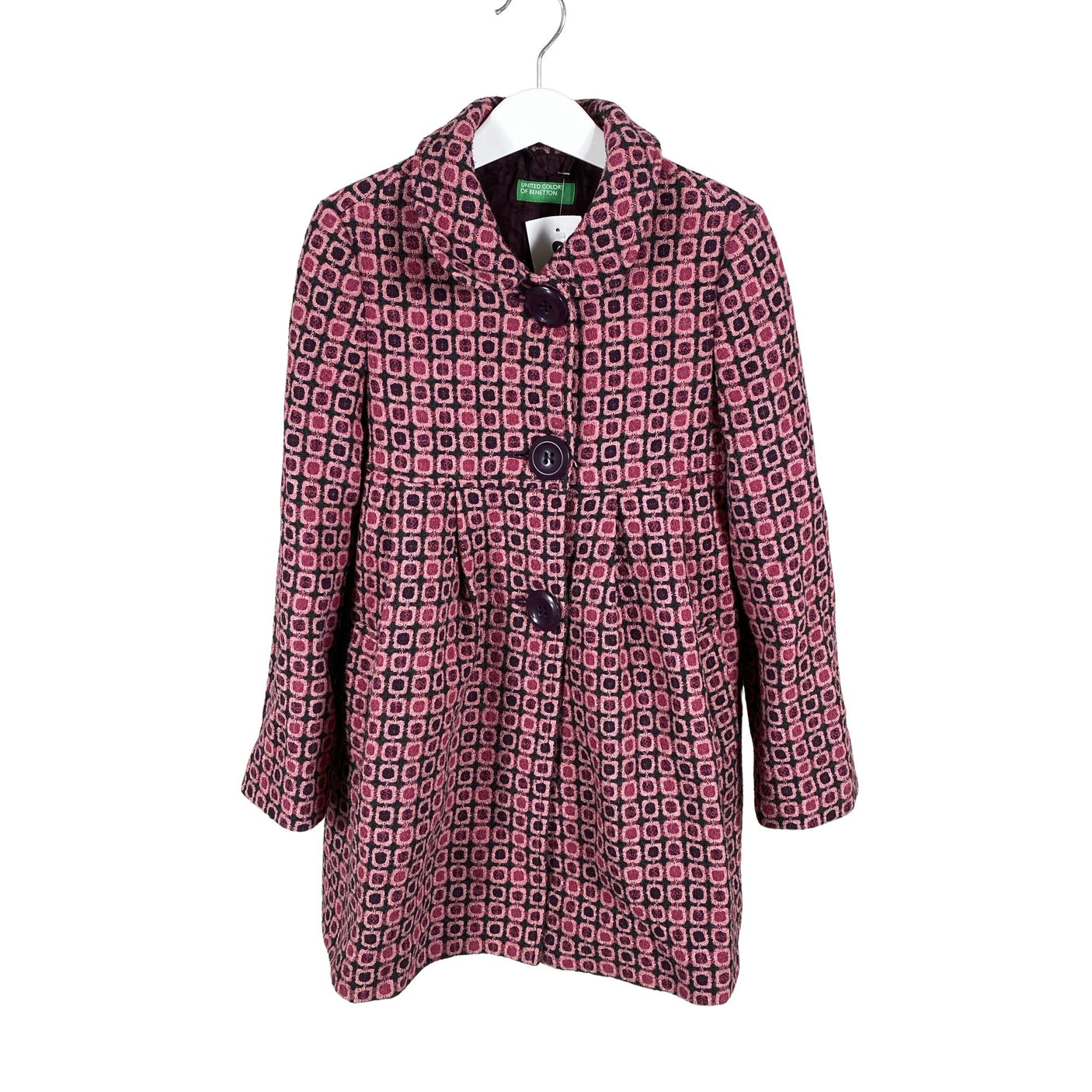 Tyttöjen Benetton - Villakangastakki, koko 122 - 128 - Pinkki (1)