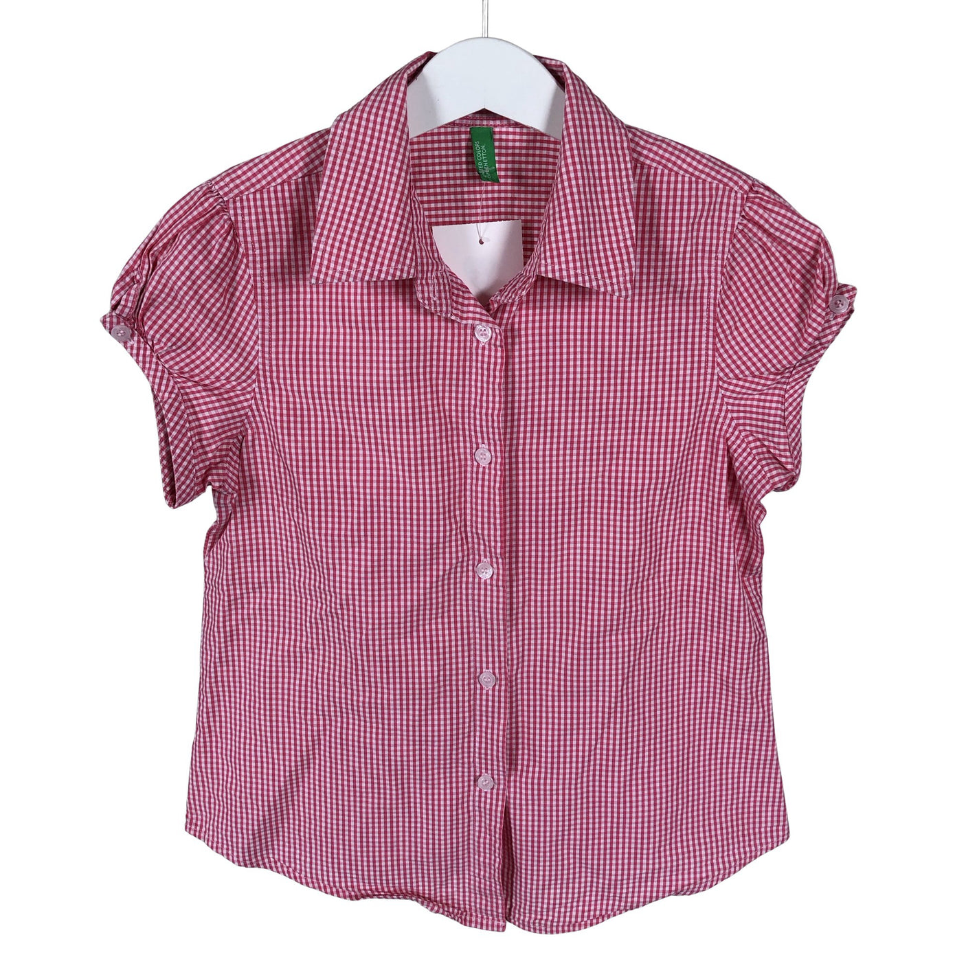 Tyttöjen Benetton - Kauluspaita, koko 116 - 122 - Pinkki (1)