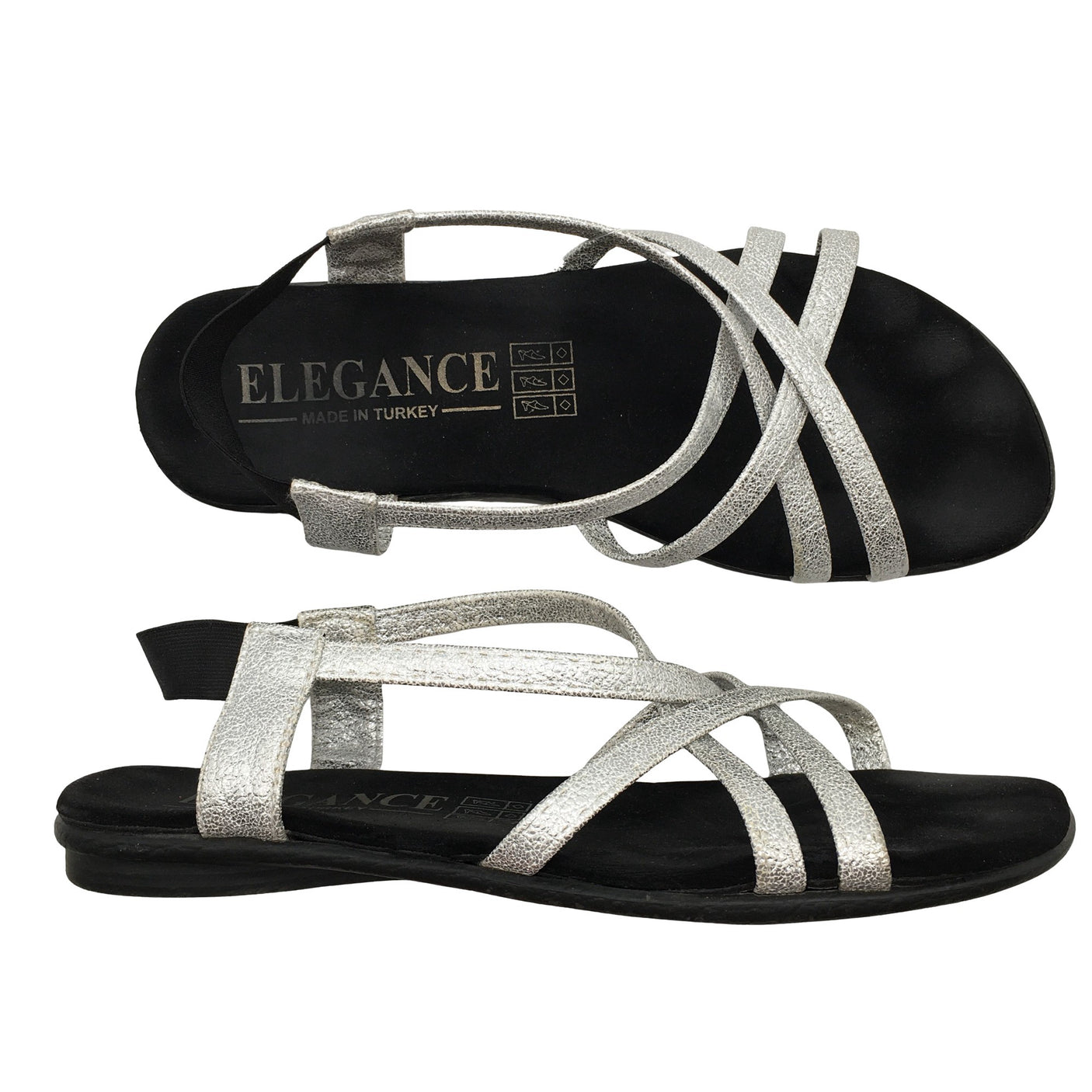 Naisten Elegance - Sandaalit, koko 39 - Hopea (1)