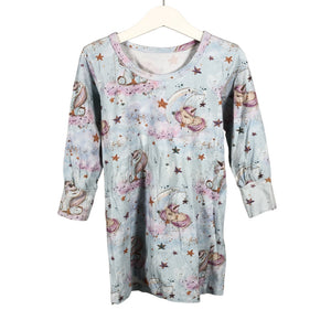 Tyttöjen Handmade - Trikoomekko, koko 110 - 116 - Vaaleansininen (1)