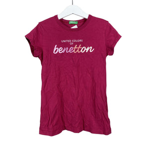 Tyttöjen Benetton - T-paita, koko 134 - 140 - Pinkki (1)