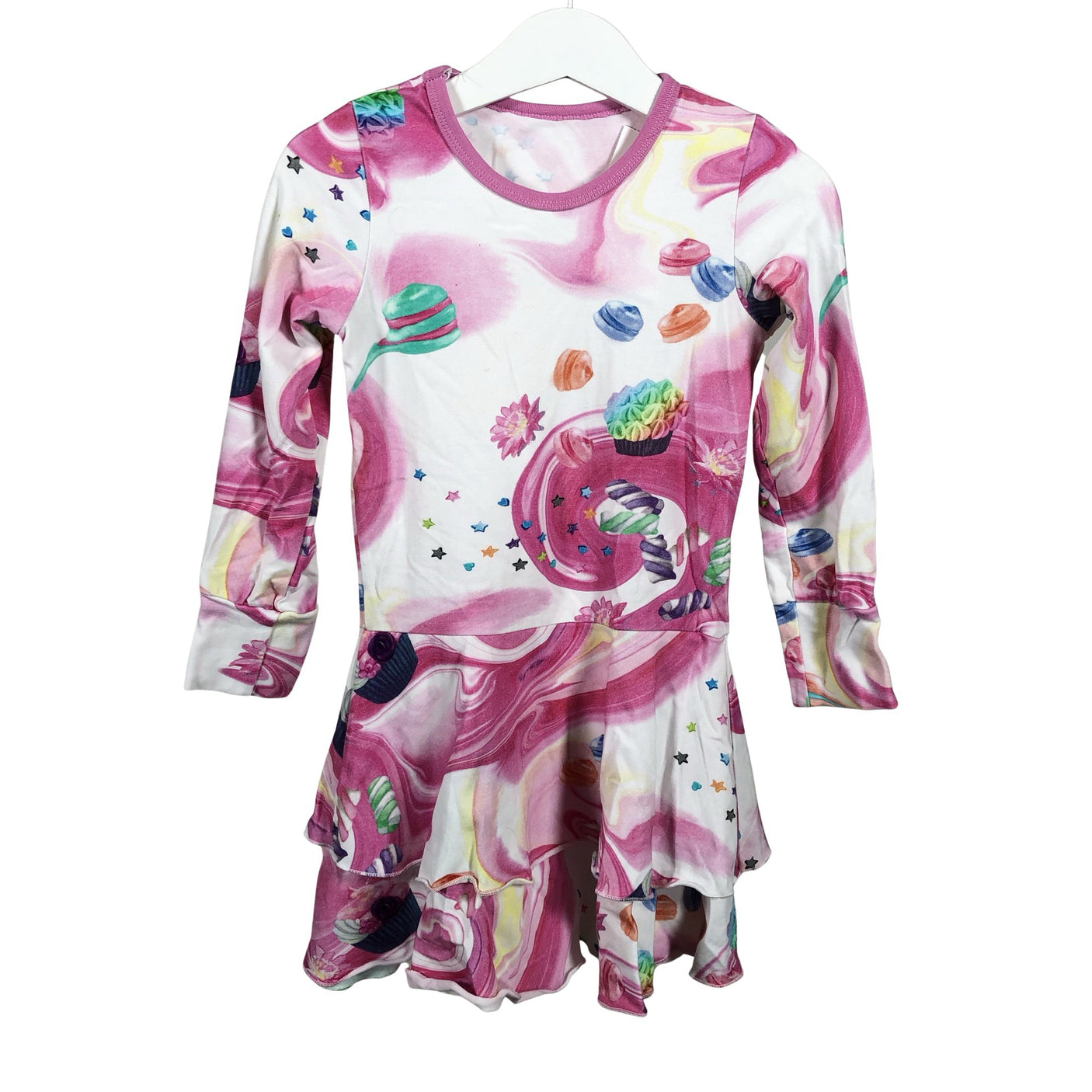 Tyttöjen Handmade - Trikoomekko, koko 110 - 116 - Vaaleanpunainen (1)