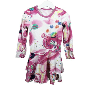 Tyttöjen Handmade - Trikoomekko, koko 110 - 116 - Vaaleanpunainen (1)