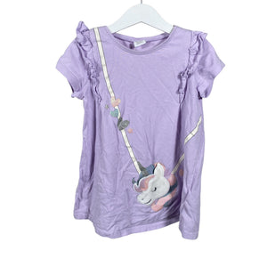 Tyttöjen Lindex - Trikoomekko, koko 104 - 110 - Violetti (1)