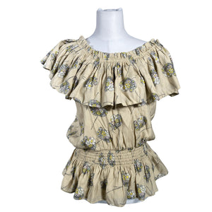 Naisten Bruuns Bazaar - Lyhythihainen pusero, koko 40 - Beige (1)