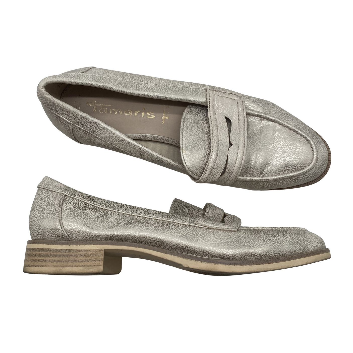 Naisten Tamaris - Loaferit, koko 37 - Hopea (1)