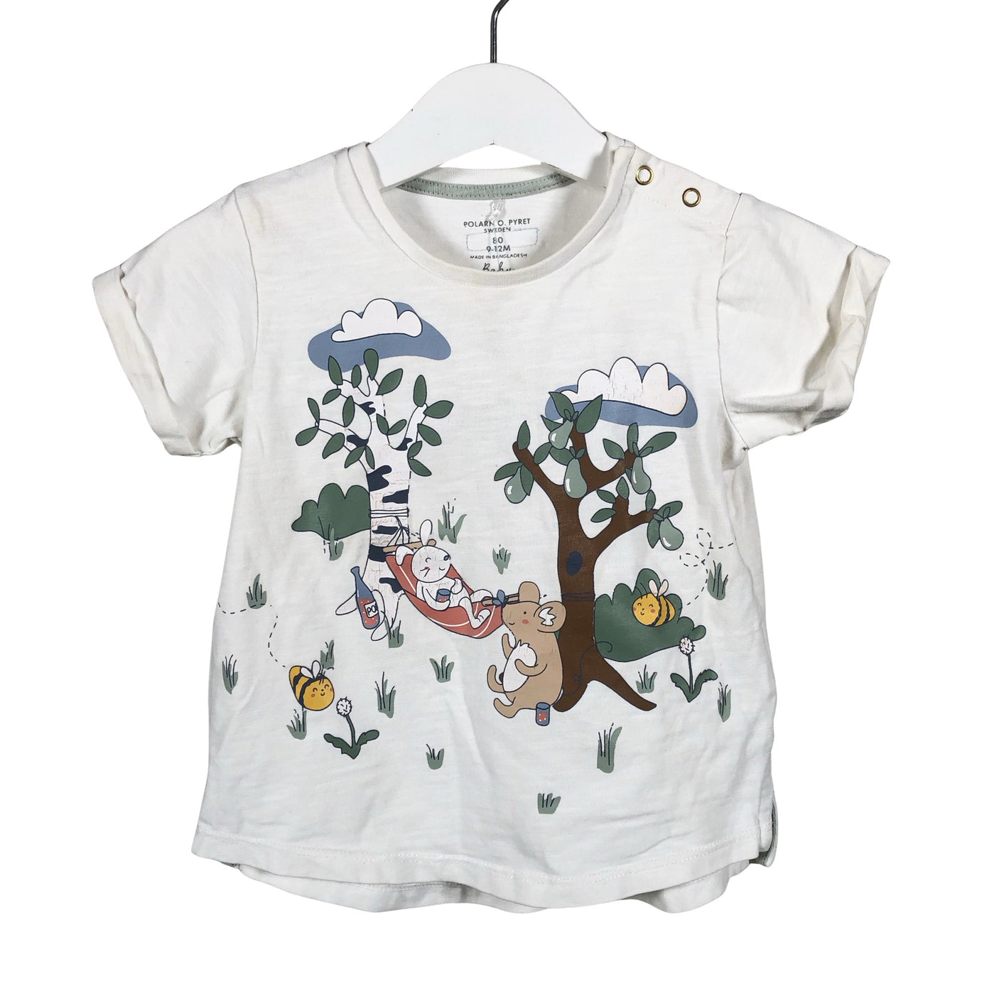 Unisex Polarn O. Pyret - T-paita, koko 74 - 80 - Valkoinen (1)