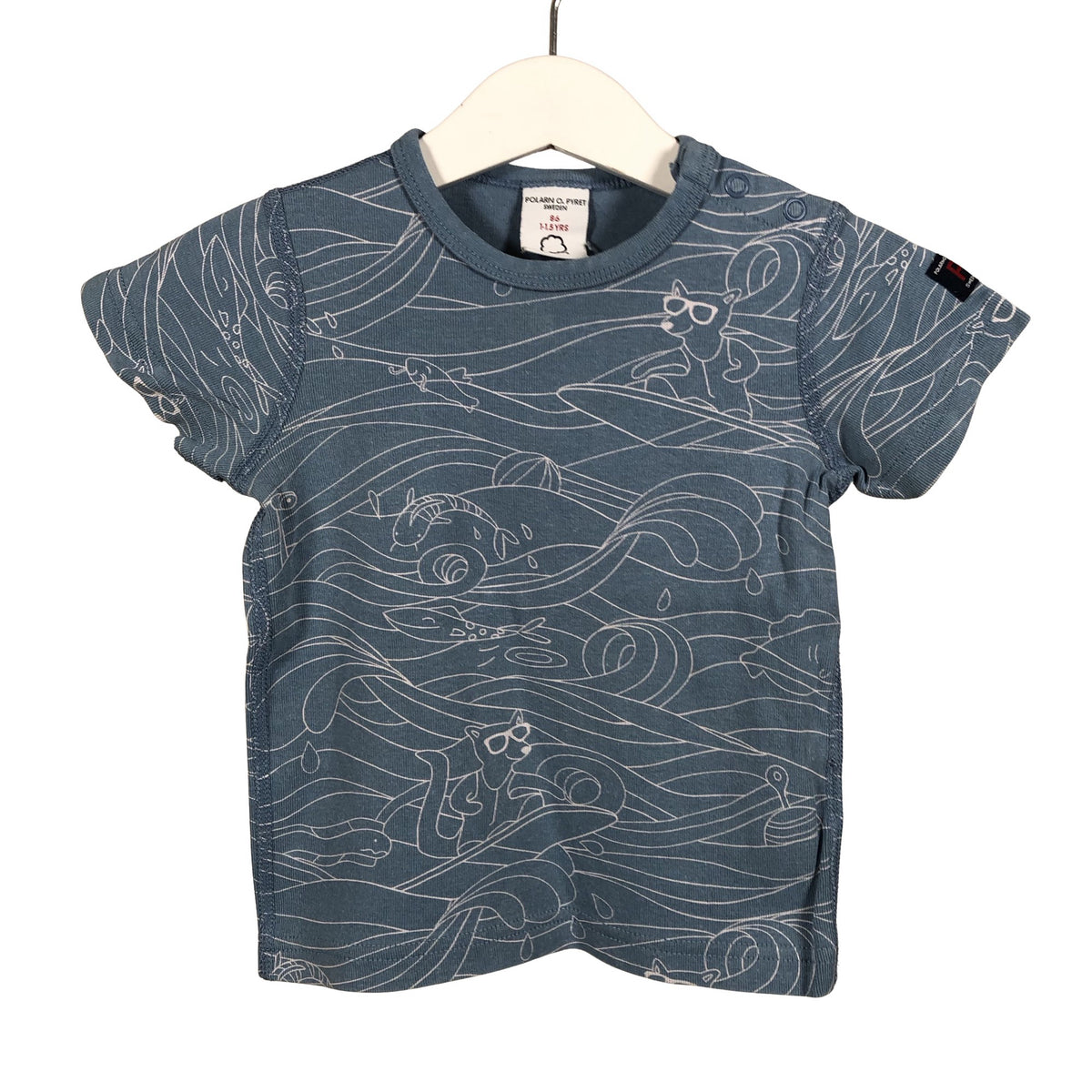 Unisex Polarn O. Pyret - T-paita, koko 80 - 86 - Vaaleansininen (1)