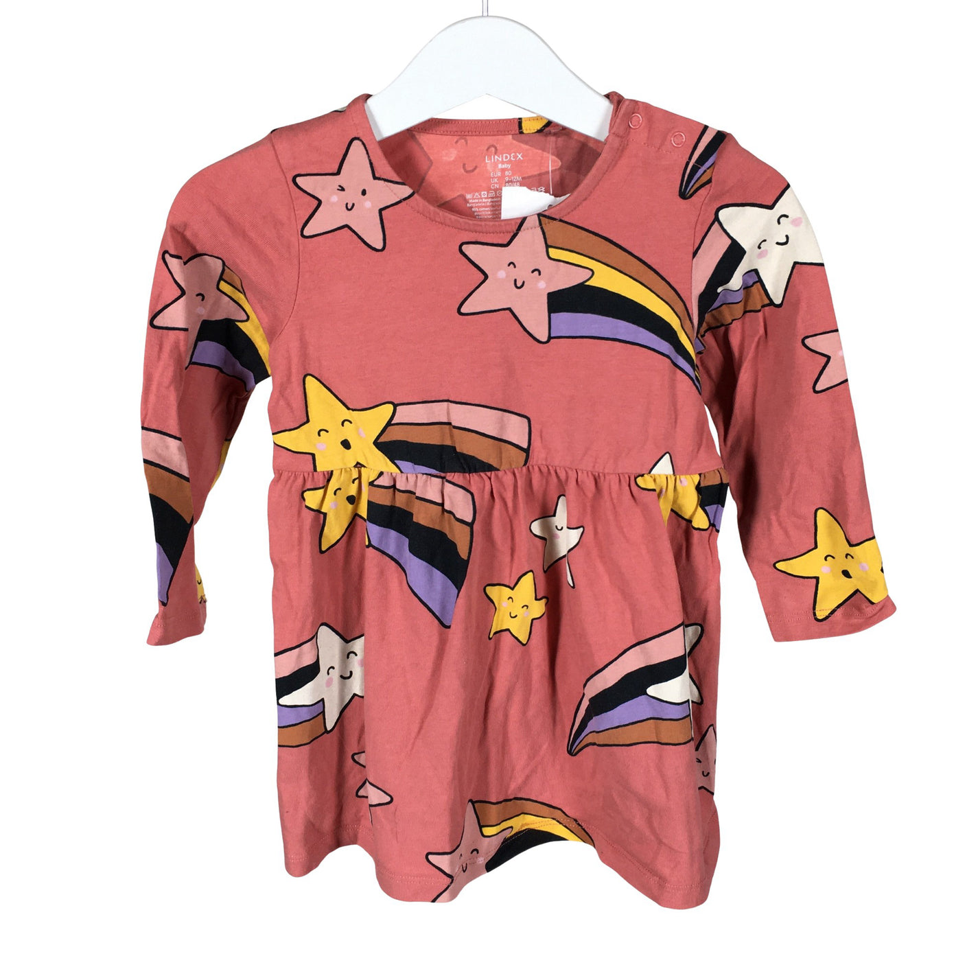 Tyttöjen Lindex - Trikoomekko, koko 80 - 86 - Vaaleanpunainen (1)