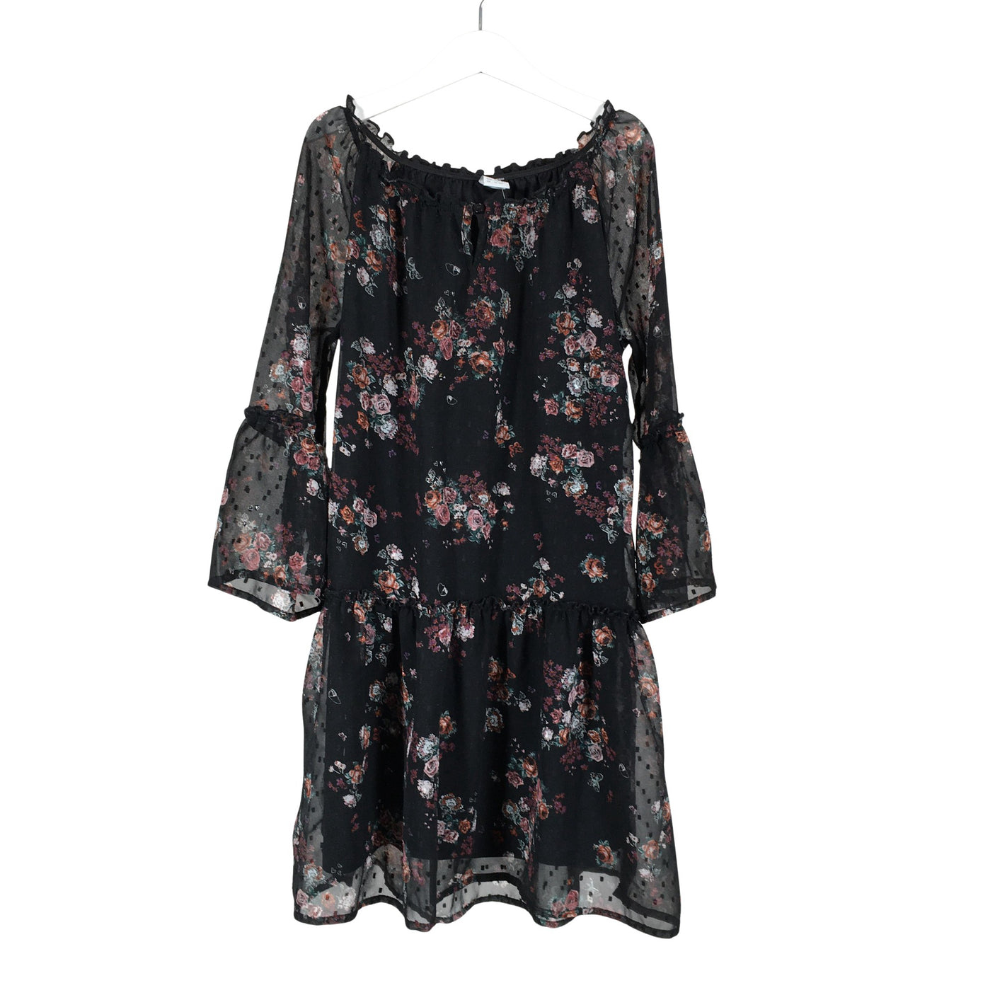 Tyttöjen Lindex - Sifonkimekko, koko 146 - 152 - Musta (1)