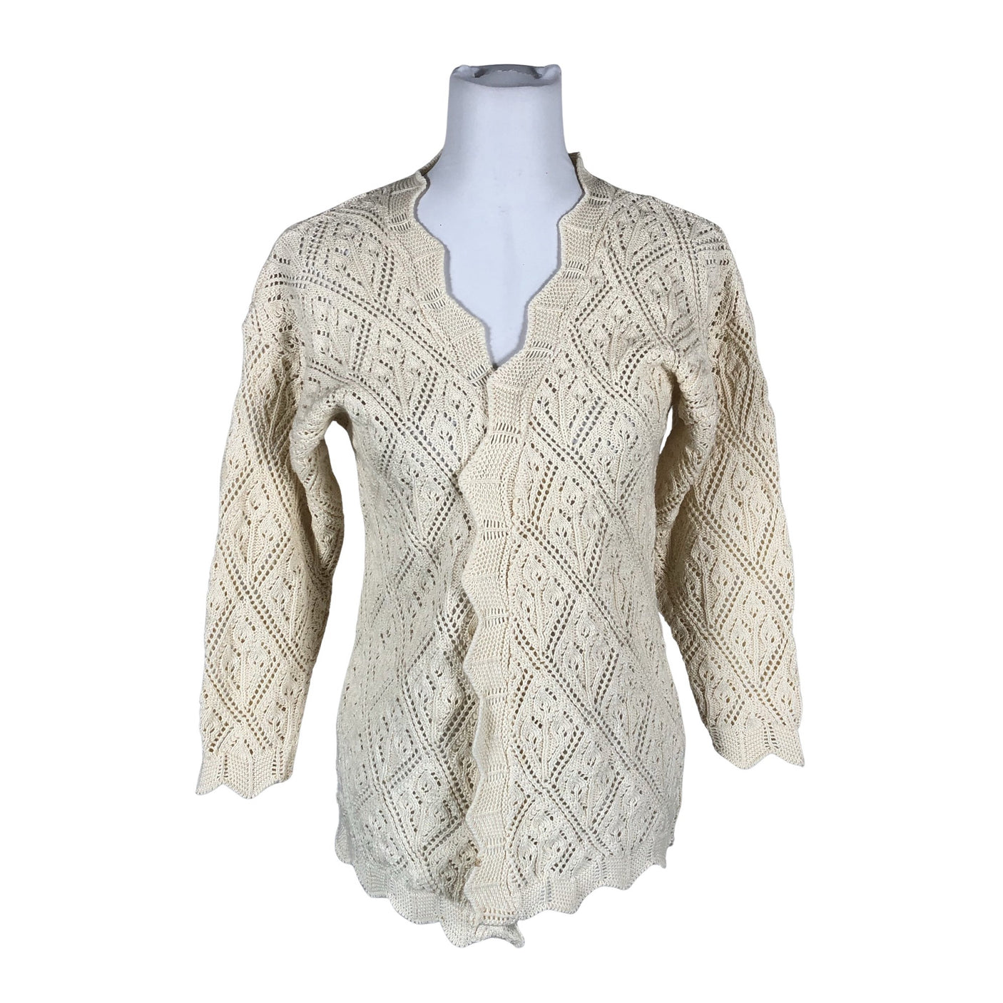 Naisten Handmade - Neuletakki, koko 40 - Beige (1)