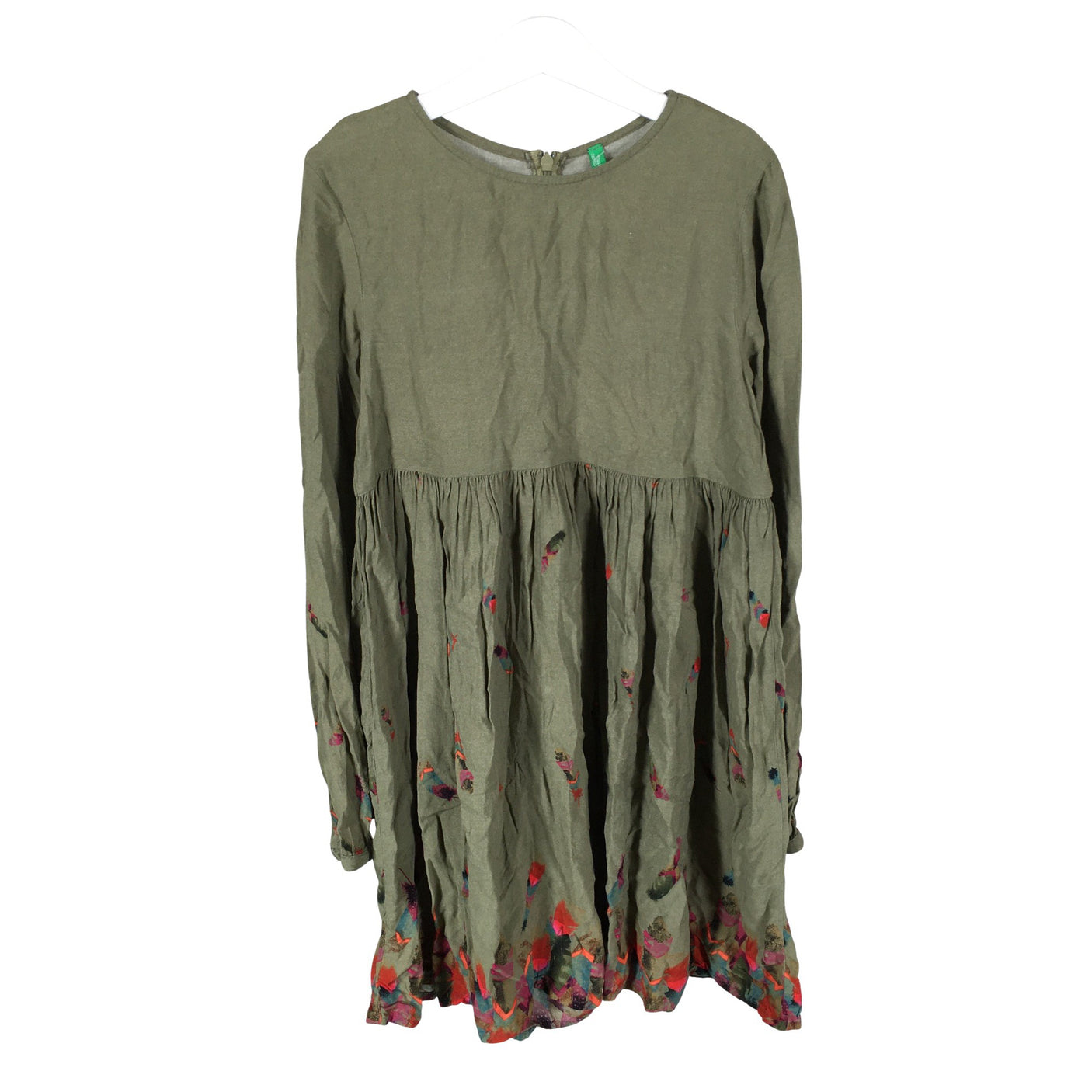 Tyttöjen Benetton - Kangasmekko, koko 146 - 152 - Vihreä (1)