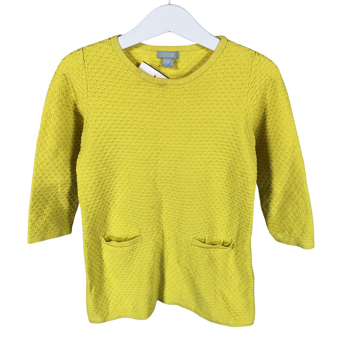 Tyttöjen COS - Neulemekko, koko 98 - 104 - Keltainen (1)