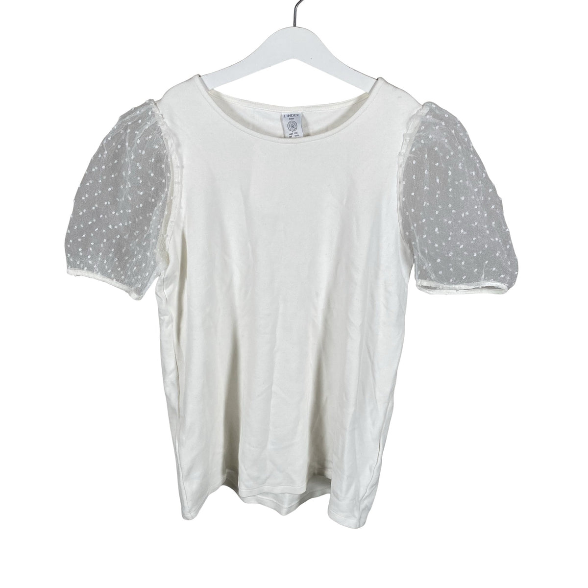 Tyttöjen Lindex - T-paita, koko 122 - 128 - Valkoinen (1)