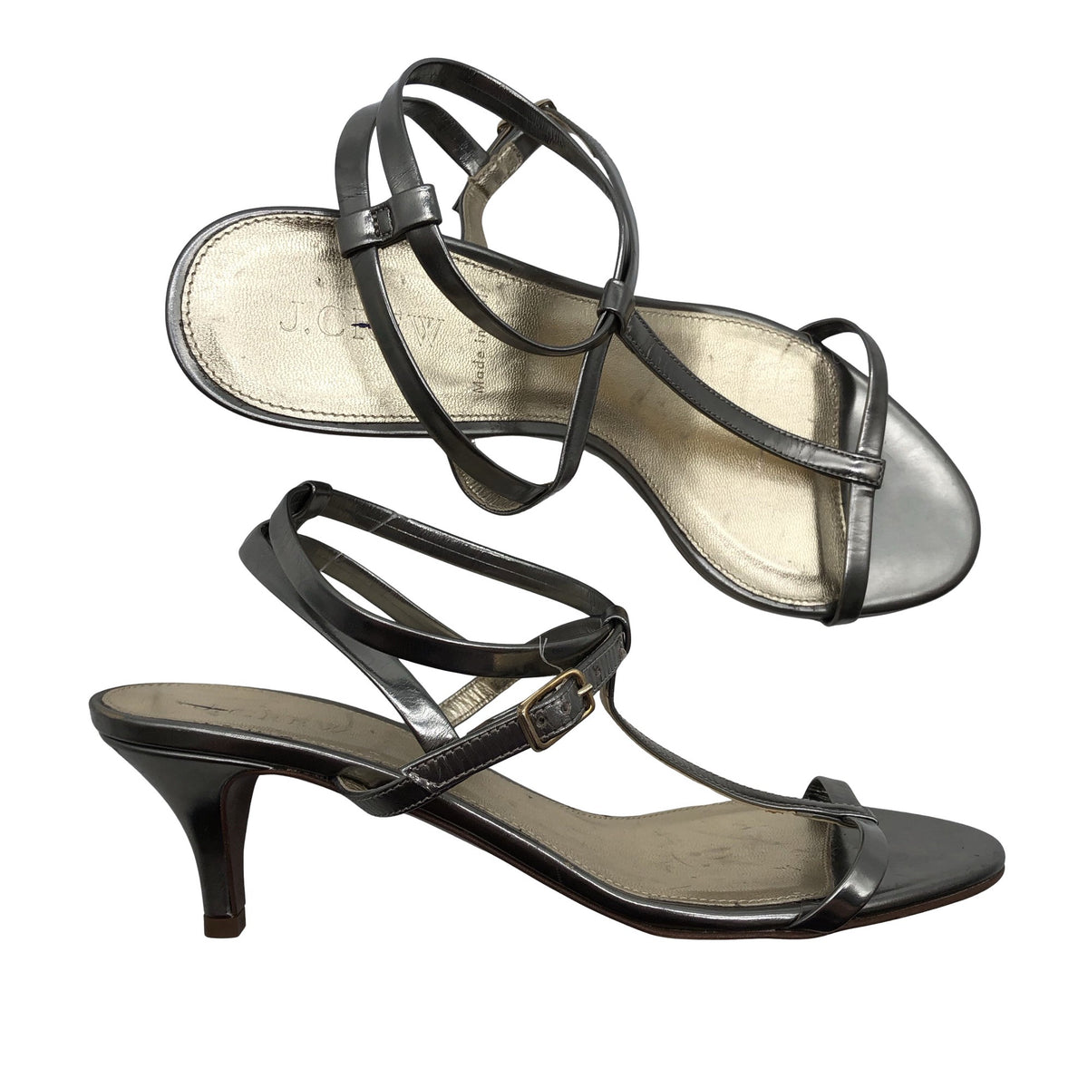 Naisten J. Crew - Korolliset sandaalit, koko 39 - Hopea (1)