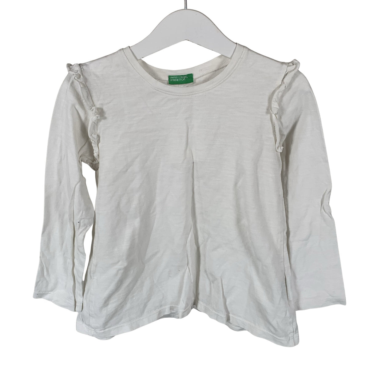 Tyttöjen Benetton - Trikoopaita, koko 104 - 110 - Valkoinen (1)