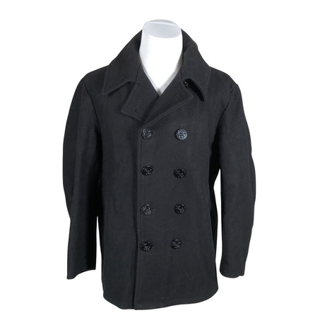 Miesten Pea Coat - Villakangastakki, koko XL - Musta ()