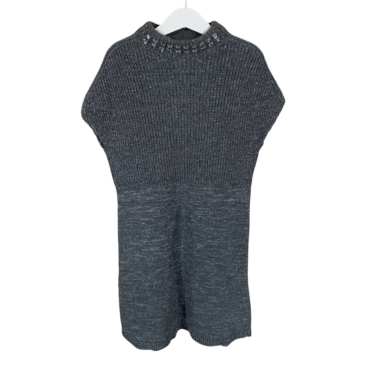 Tyttöjen Benetton - Neulemekko, koko 140 - 146 - Harmaa (1)