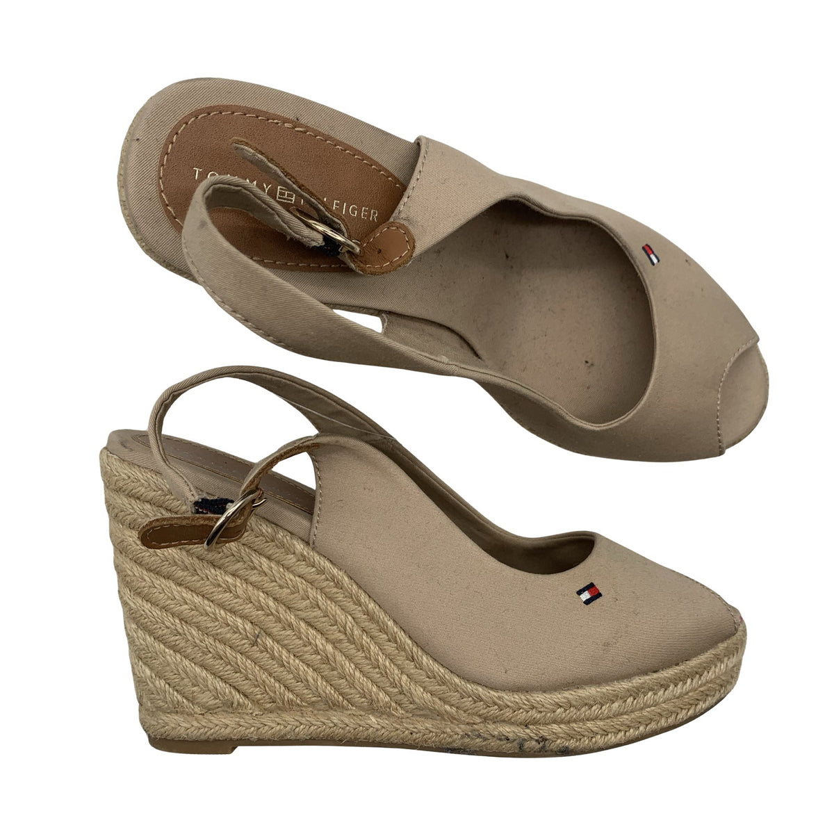 Naisten Tommy Hilfiger - Kiilakorkosandaalit, koko 38 - Beige (1)