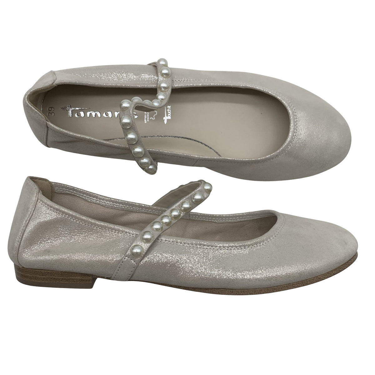 Naisten Tamaris - Ballerinat, koko 39 - Hopea (1)